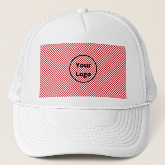 Patroon rode en witte schaakplaat trucker pet (Voorkant)