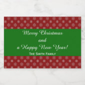 Patroon rode en witte sneeuwvlokken voedselcontainer etiket (Enkel label)