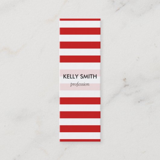 Patroon rode en witte streep mini visitekaartje (Voorkant)