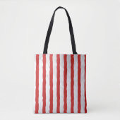 Patroon rode en witte streep tote bag (Voorkant)