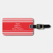 Patroon rode en witte strepen bagagelabel (Voorkant horizontaal)