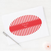 Patroon rode en witte strepen ovale sticker (Envelop)