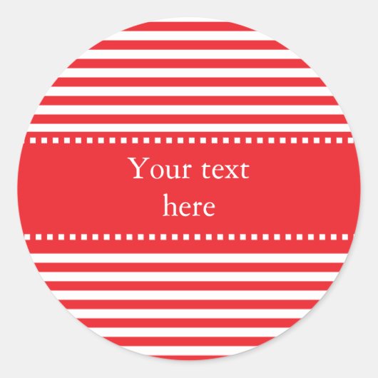 Patroon rode en witte strepen ronde sticker (Voorkant)