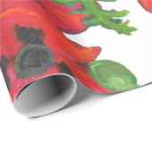 Patroon rode en zwarte oosterse papavers op wit cadeaupapier (Rol Hoek)