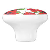 Patroon rode en zwarte oosterse papavers op wit keramische knop (Zijkant)