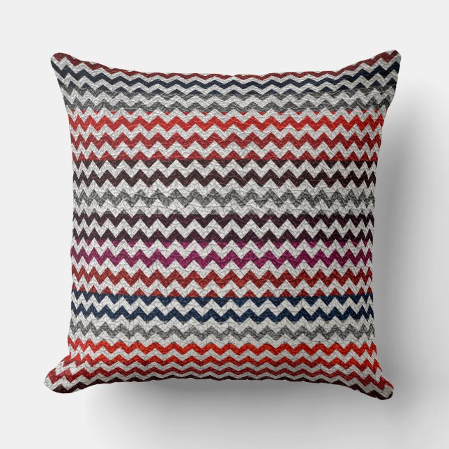 Patroon rode grijze Chevron Stripes Kussen (Voorkant)