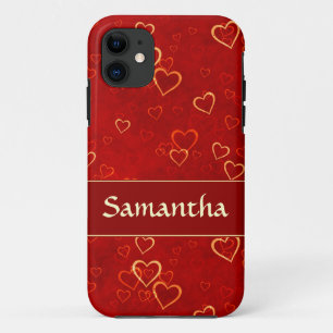 patroon rode harten iPhone 11 hoesje