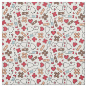 Patroon rode harten verpleegster stof (Swatch)