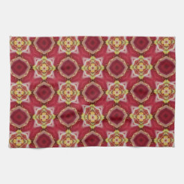 Patroon rode inktvissen en vierkantjes theedoek