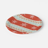 patroon rode mint beige strepen Snowflakes Papieren Bordje (Gekanteld)