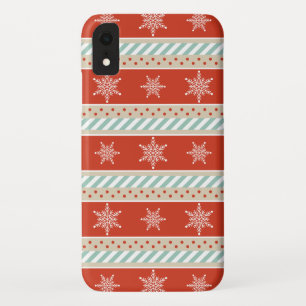 Patroon rode Mint Stripes Snowflakes Case-Mate iPhone Case