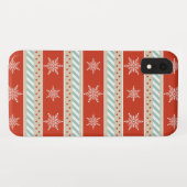Patroon rode Mint Stripes Snowflakes Case-Mate iPhone Case (Achterkant (horizontaal))