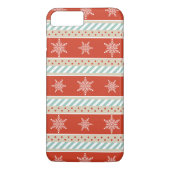 Patroon rode Mint Stripes Snowflakes Case-Mate iPhone Case (Achterkant)