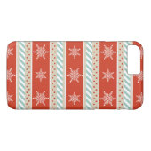 Patroon rode Mint Stripes Snowflakes Case-Mate iPhone Case (Achterkant (Horizontaal))