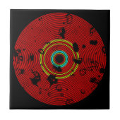 Patroon rode multicolor Vinyl Disk Textern Tegeltje (Voorkant)