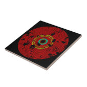 Patroon rode multicolor Vinyl Disk Textern Tegeltje (Zijkant)