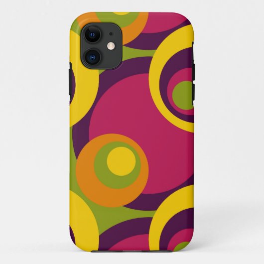 Patroon rode Paarse Oranje gele Retrocirkels Case-Mate iPhone Case (Achterkant)