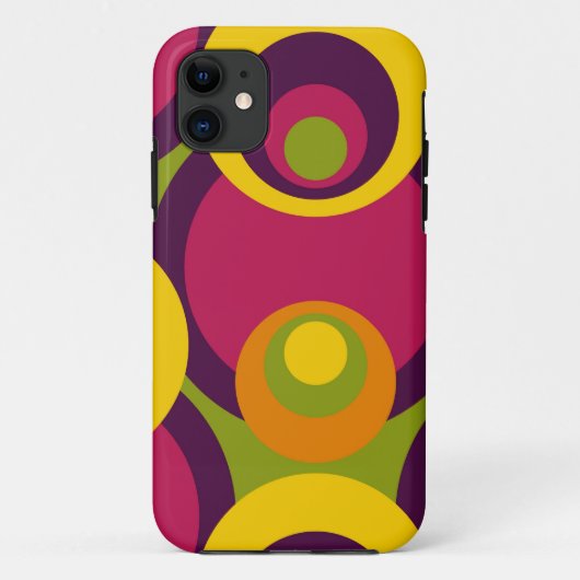 Patroon rode Paarse Oranje gele Retrocirkels Case-Mate iPhone Case (Achterkant)