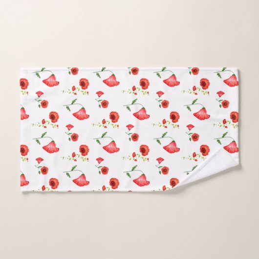  patroon rode papavers bad handdoek (Handdoek)