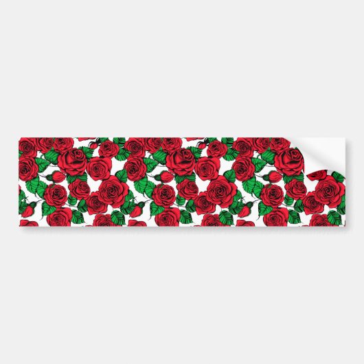 patroon rode rozen bumpersticker (Voorkant)