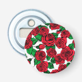 patroon rode rozen button flesopener (Voorkant)