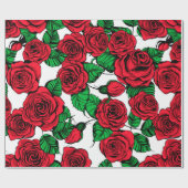 patroon rode rozen cadeaupapier (Vlak)