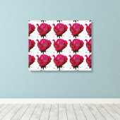 patroon rode rozen canvas afdruk (Insitu (Houten vloer))