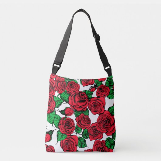 patroon rode rozen crossbody tas (Voorkant)