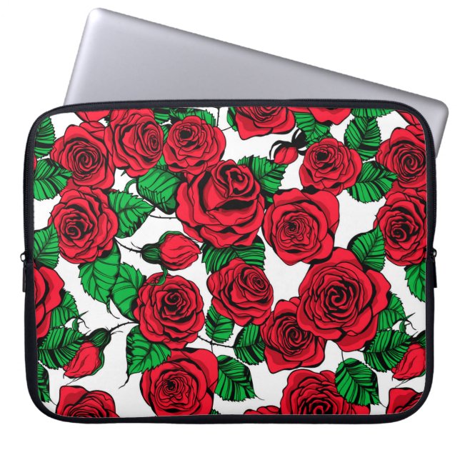 patroon rode rozen laptop sleeve (Voorkant)