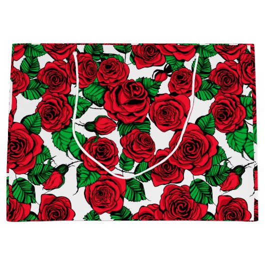 patroon rode rozen large cadeautasje (Voorkant)