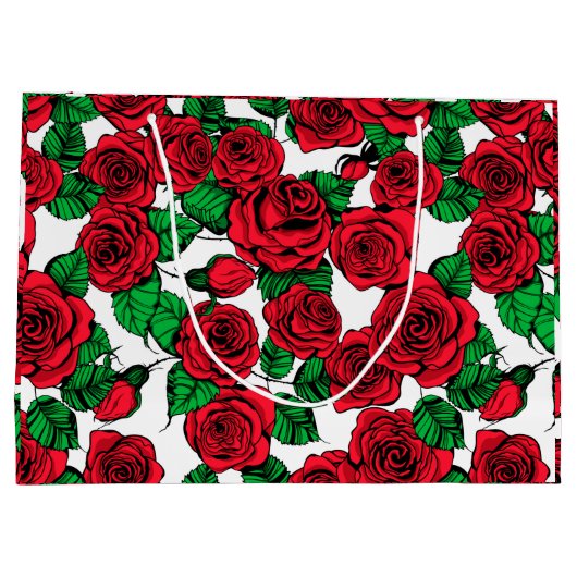 patroon rode rozen large cadeautasje (Achterkant)