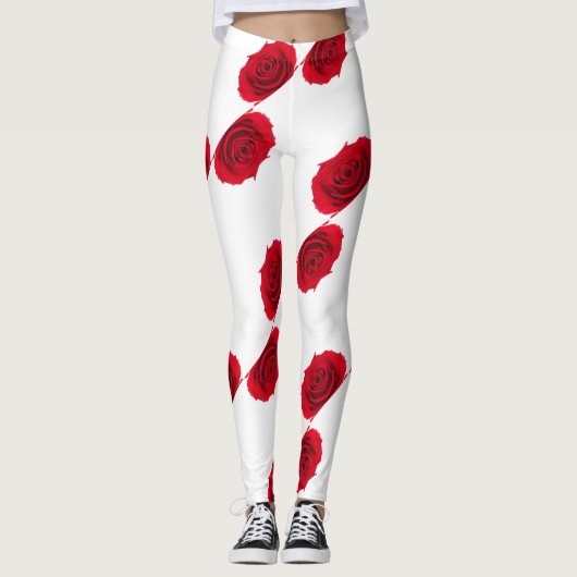 patroon rode rozen leggings (Voorkant)