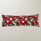 patroon rode rozen lichaamskussen (Achterkant)