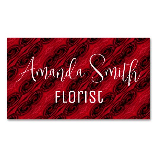 patroon rode rozen magnetisch visitekaartje (Voorkant)