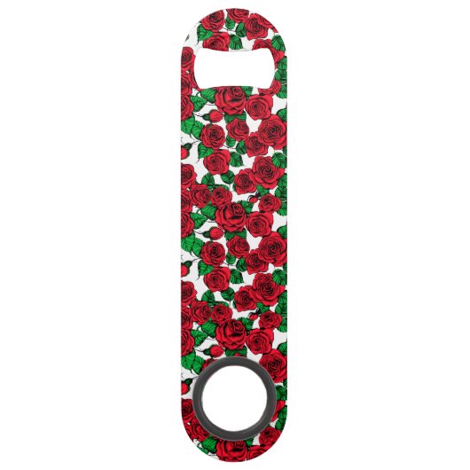 patroon rode rozen speed flessenopener (Voorkant)
