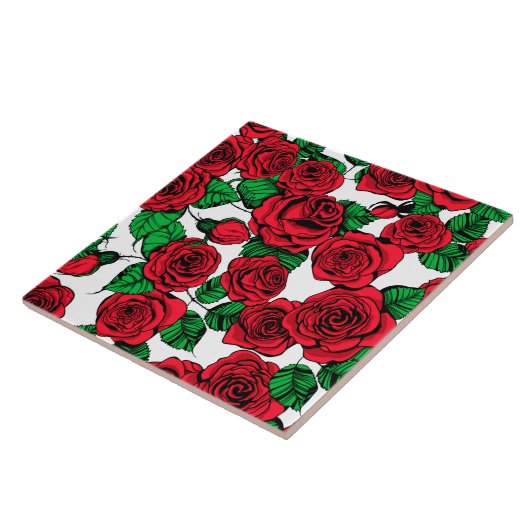 patroon rode rozen tegeltje (Zijkant)