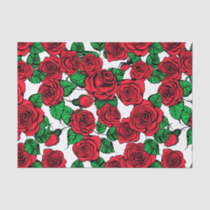 patroon rode rozen tissuepapier