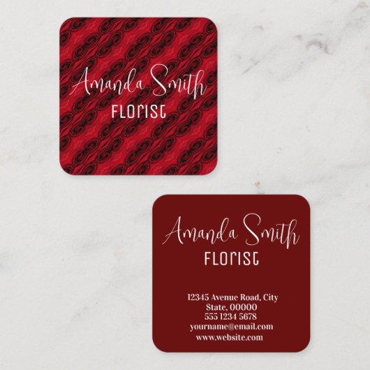 patroon rode rozen vierkante visitekaartje (Voorkant / Achterkant)