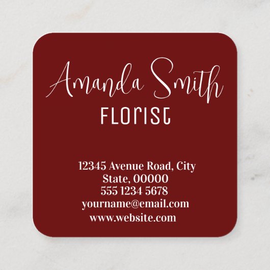 patroon rode rozen vierkante visitekaartje (Achterkant)