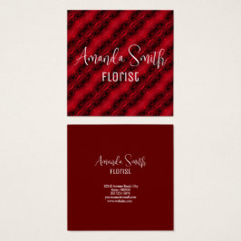 patroon rode rozen vierkante visitekaartjes