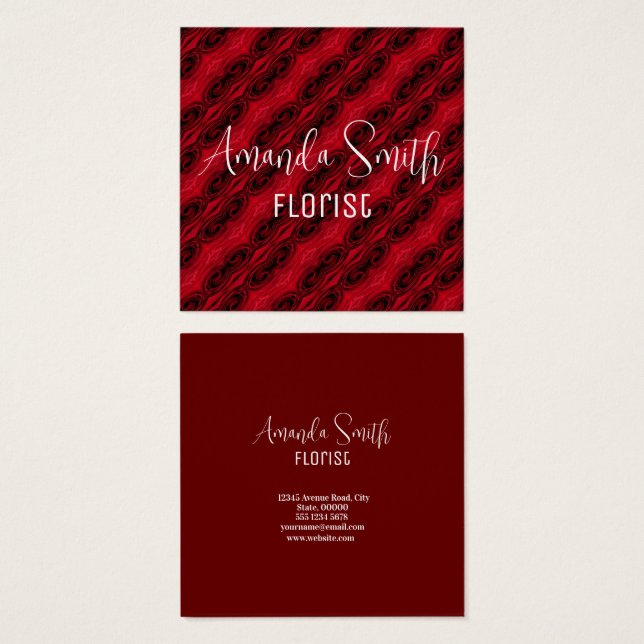 patroon rode rozen vierkante visitekaartjes (Voorkant /achterkant)