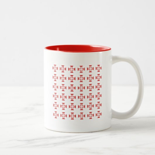 patroon Rode Templar Tweekleurige Koffiemok (Rechts)