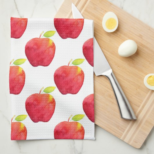 Patroon rode Waterverf Apple Theedoek (Quarter Fold)