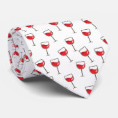 Patroon rode wijn op wit glas stropdas (Opgerold)