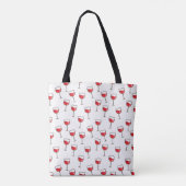 Patroon rode wijn op wit glas tote bag (Achterkant)
