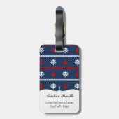 Patroon rode witte en blauwe oceaan bagagelabel (Achterkant verticaal)