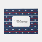 Patroon rode witte en blauwe oceaan | Jouw tekst t Deurmat (Voorkant)