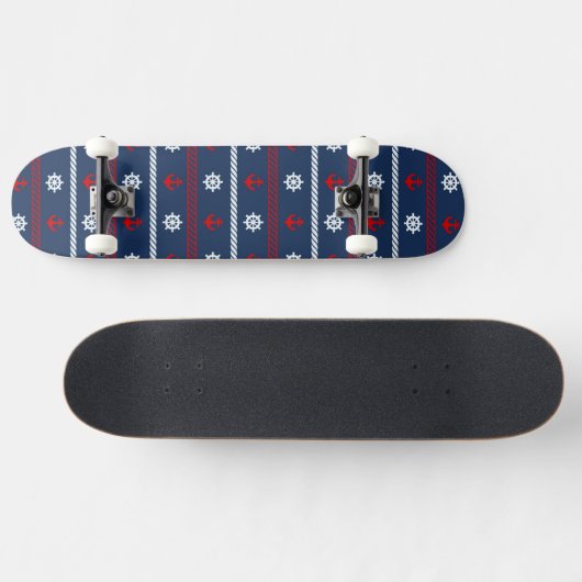 Patroon rode witte en blauwe oceaan skateboard (Horizontaal)