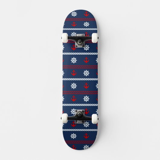 Patroon rode witte en blauwe oceaan skateboard (Voorkant)