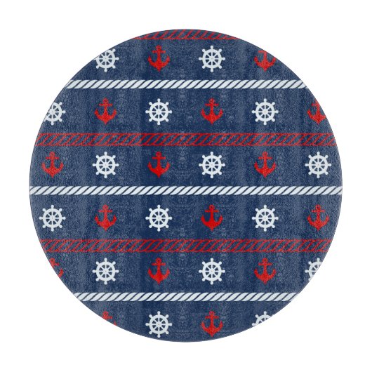 Patroon rode witte en blauwe oceaan snijplank (Voorkant)